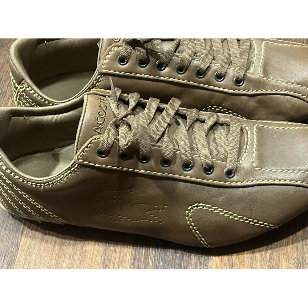Lacoste Mens US 10 Brown Perforated Alligator Shoes‎ Bowling Style CLEAN!. - Picture 4 of 10